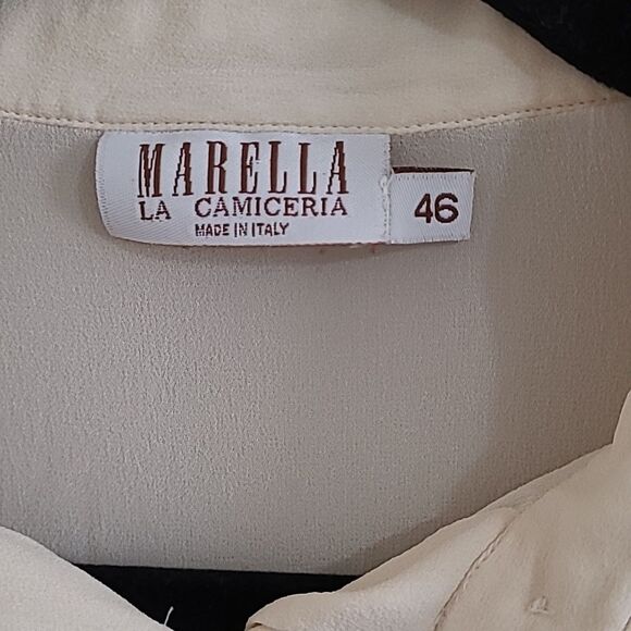 Marella 100% Silk Sheer Cream Blouse Size 12 Large - Picture 9 of 12